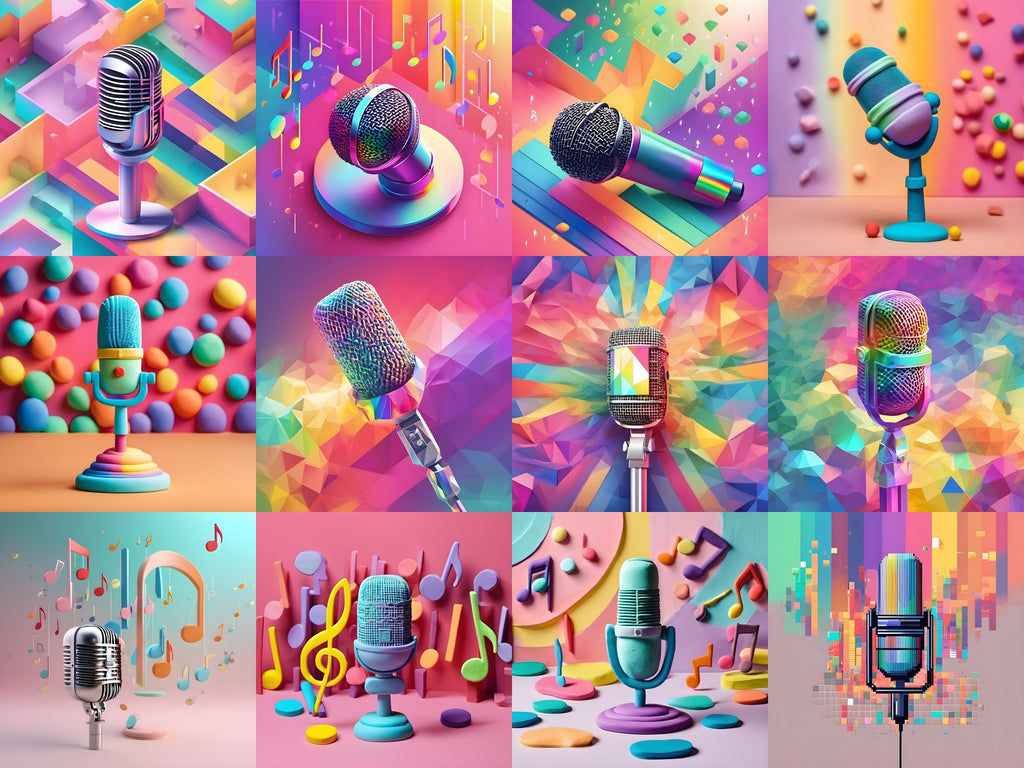 Candy Geometric & Clay Microphone Art — 12 Printable Prints