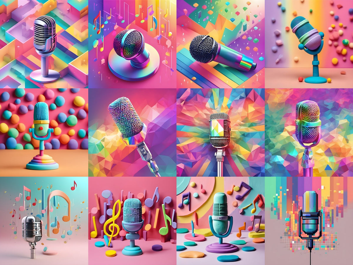 Candy Geometric & Clay Microphone Art — 12 Printable Prints