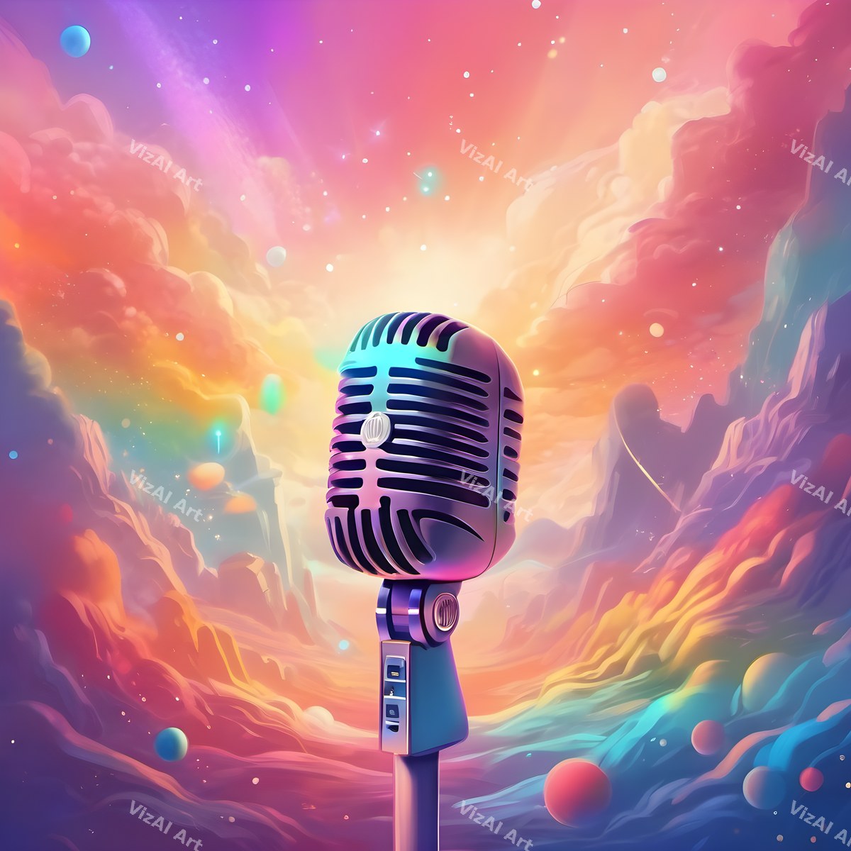 Surreal Dreamscape Microphone Art — print 1