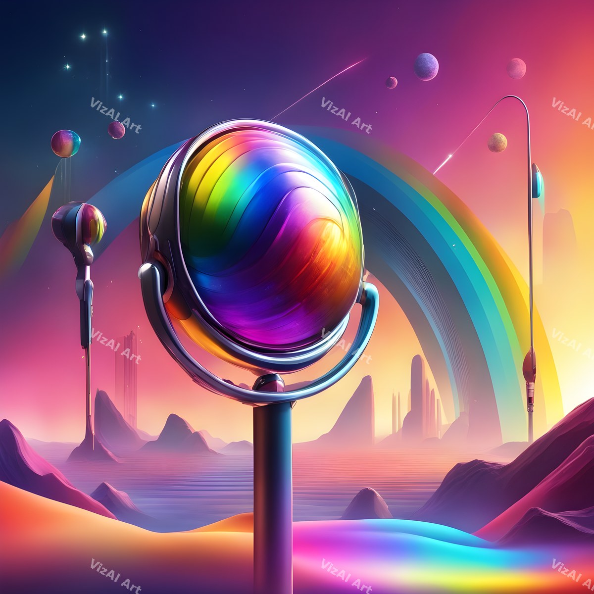 Surreal Dreamscape Microphone Art — print 3