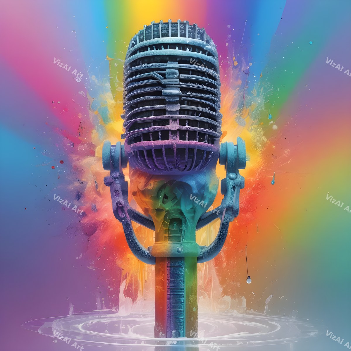 Rainbow Powder Burst Microphone Art — print 1