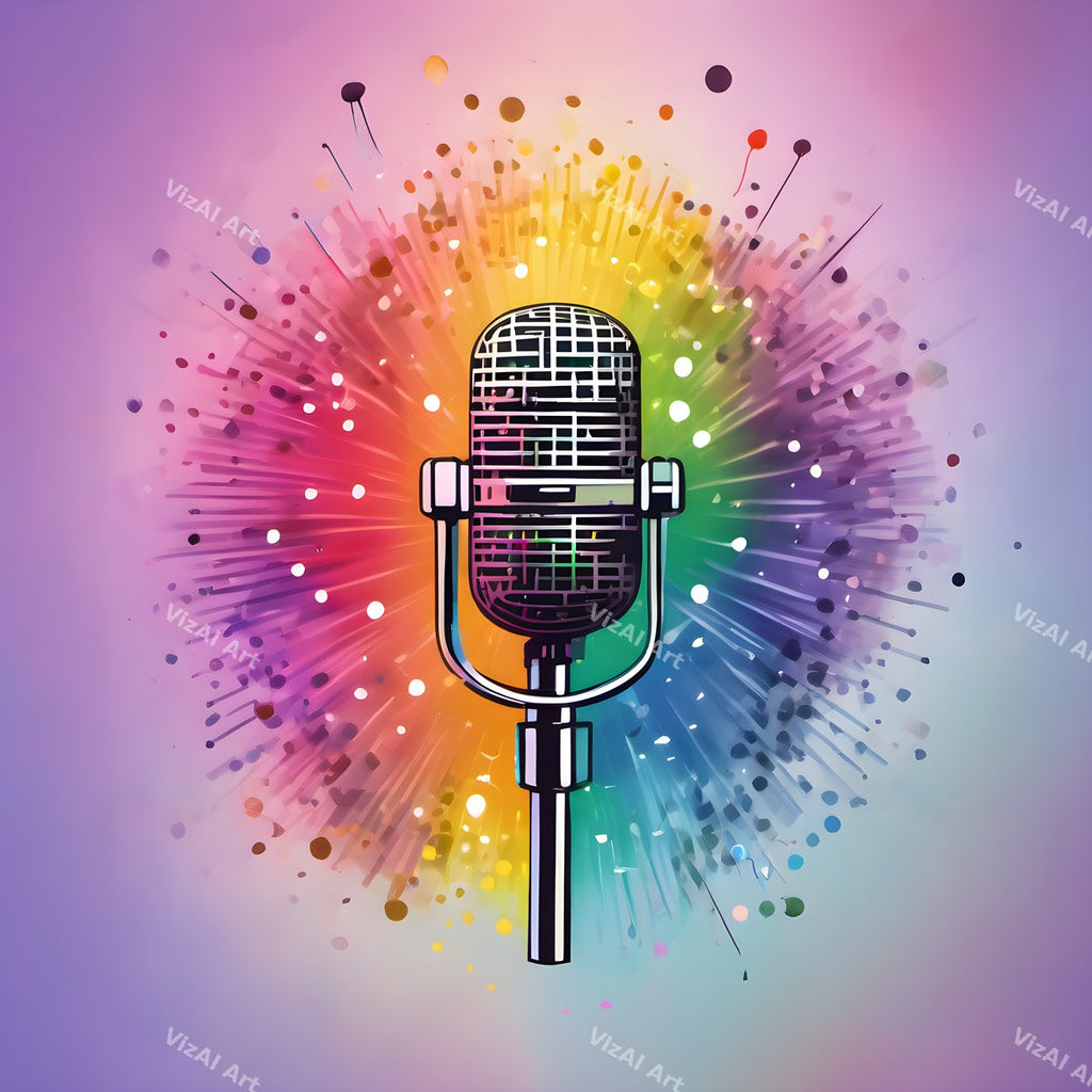 Rainbow Powder Burst Microphone Art — print 2