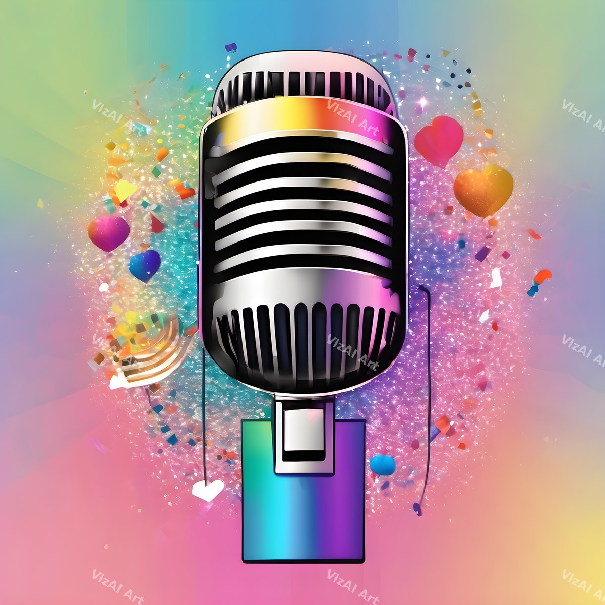 Rainbow Powder Burst Microphone Art — print 3