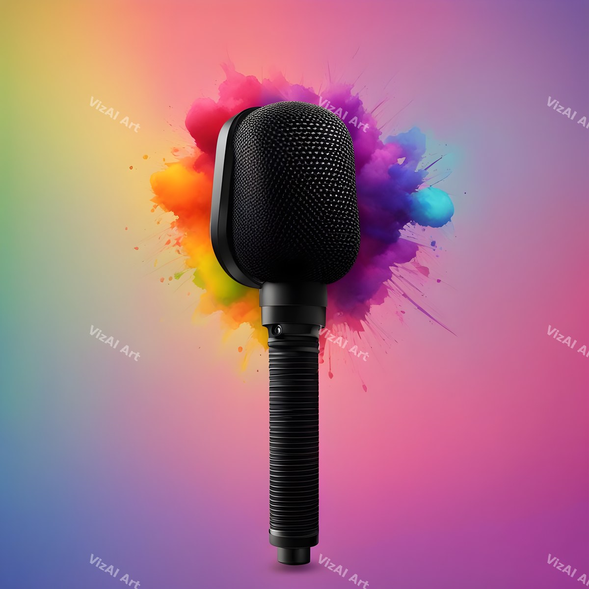 Rainbow Powder Burst Microphone Art — print 5