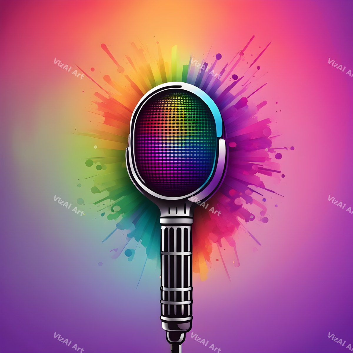 Rainbow Powder Burst Microphone Art — print 10