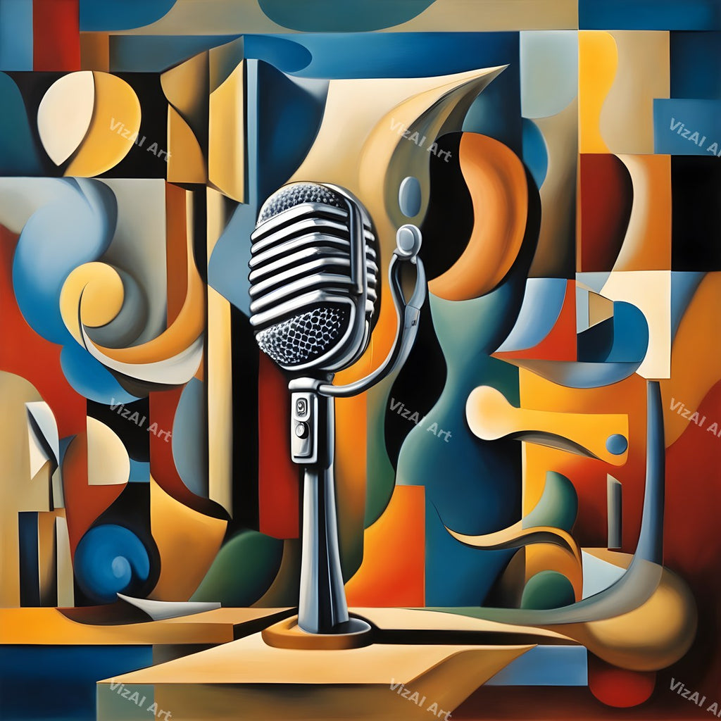 Comic Burst & Cubist Microphone Art — print 2