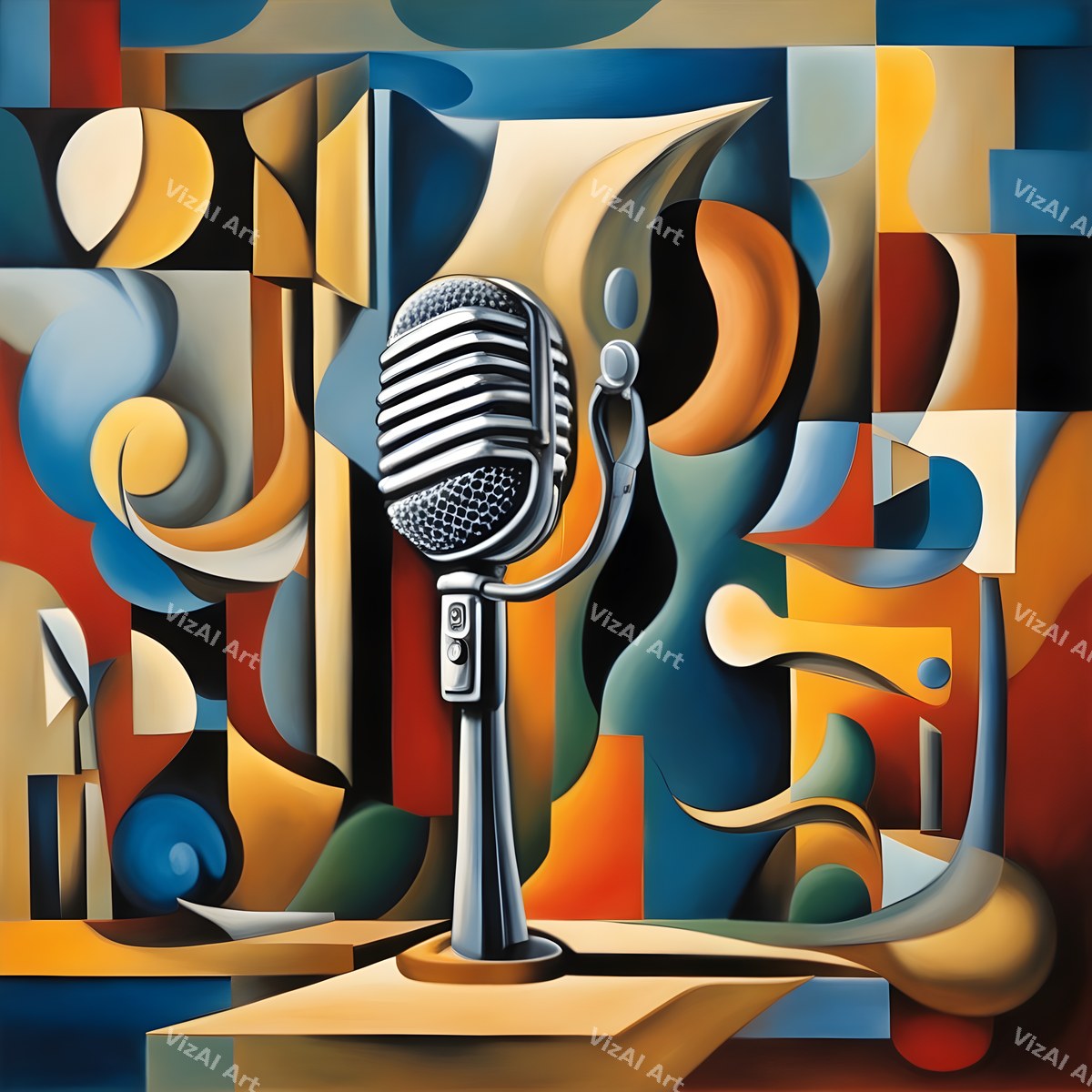Comic Burst & Cubist Microphone Art — print 2