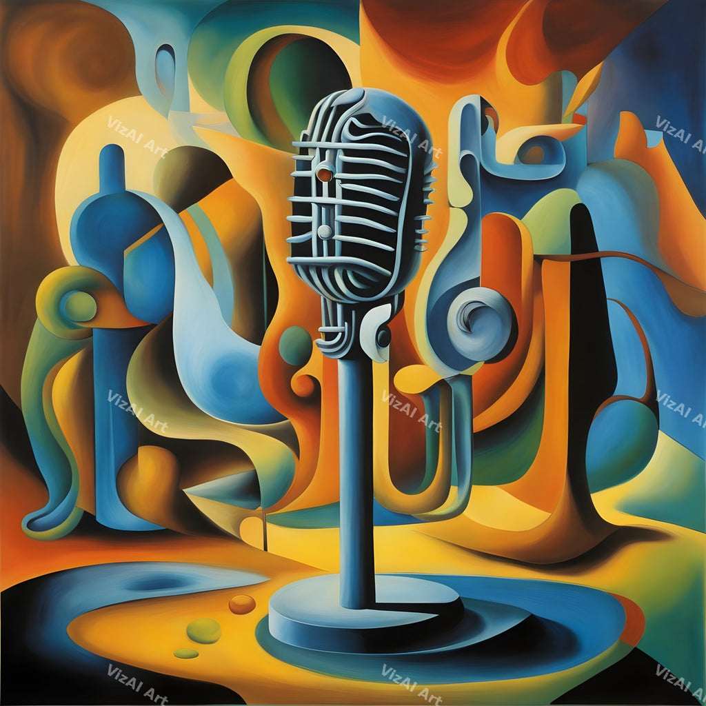 Comic Burst & Cubist Microphone Art — print 3