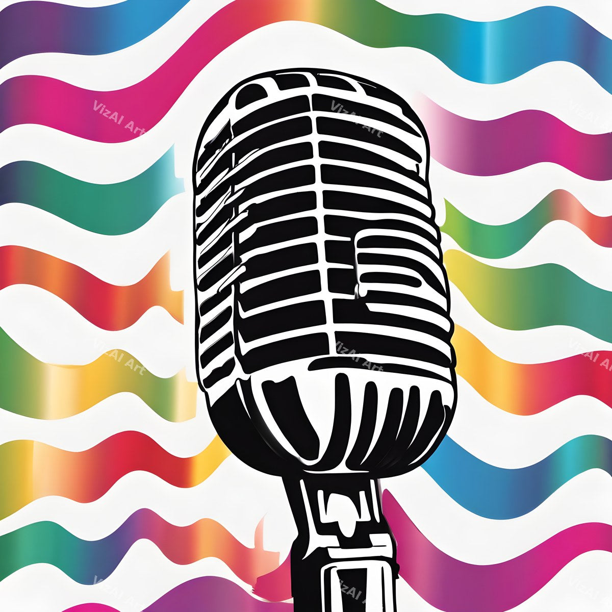 Comic Burst & Cubist Microphone Art — print 7