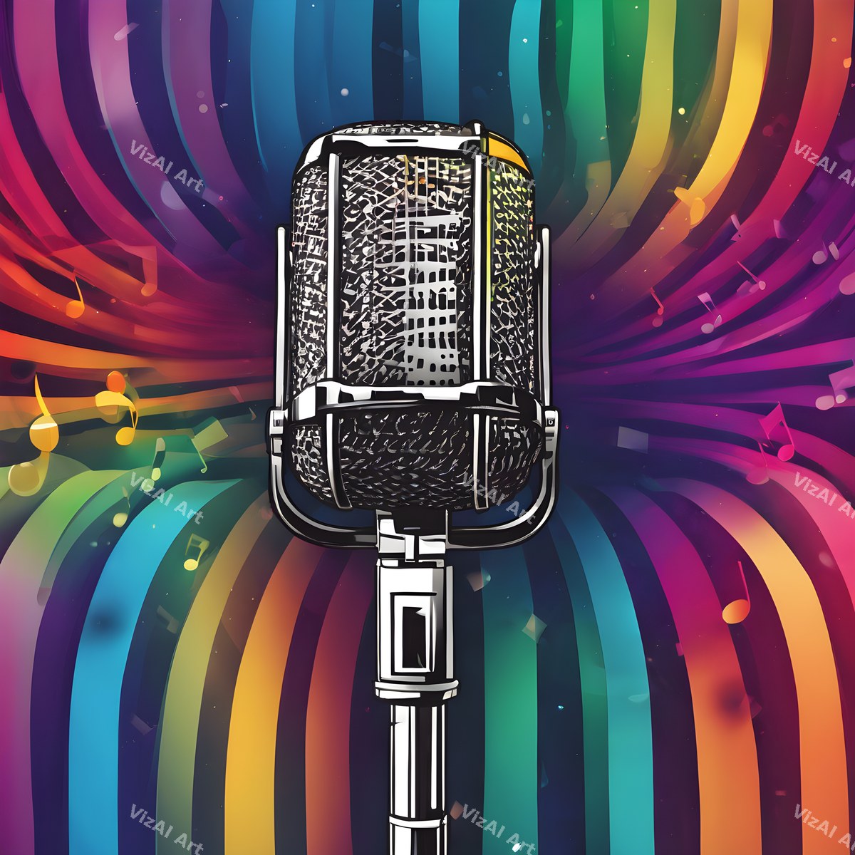 Comic Burst & Cubist Microphone Art — print 8