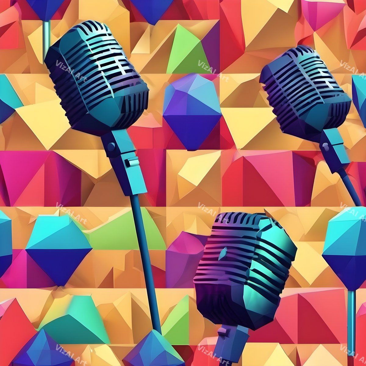 Comic Burst & Cubist Microphone Art — print 10