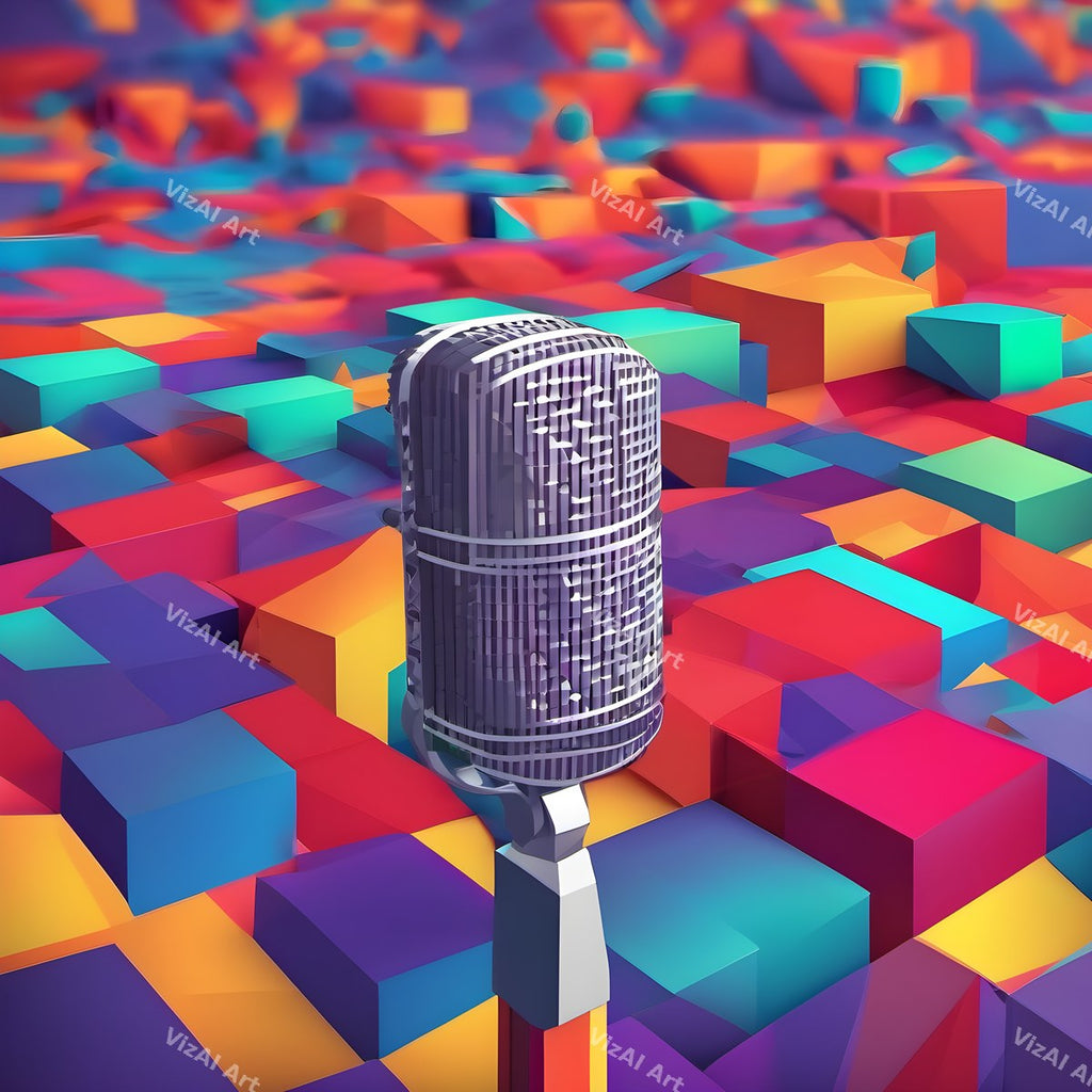 Comic Burst & Cubist Microphone Art — print 11