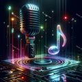 Cyber Neon City Microphone Art — print 1