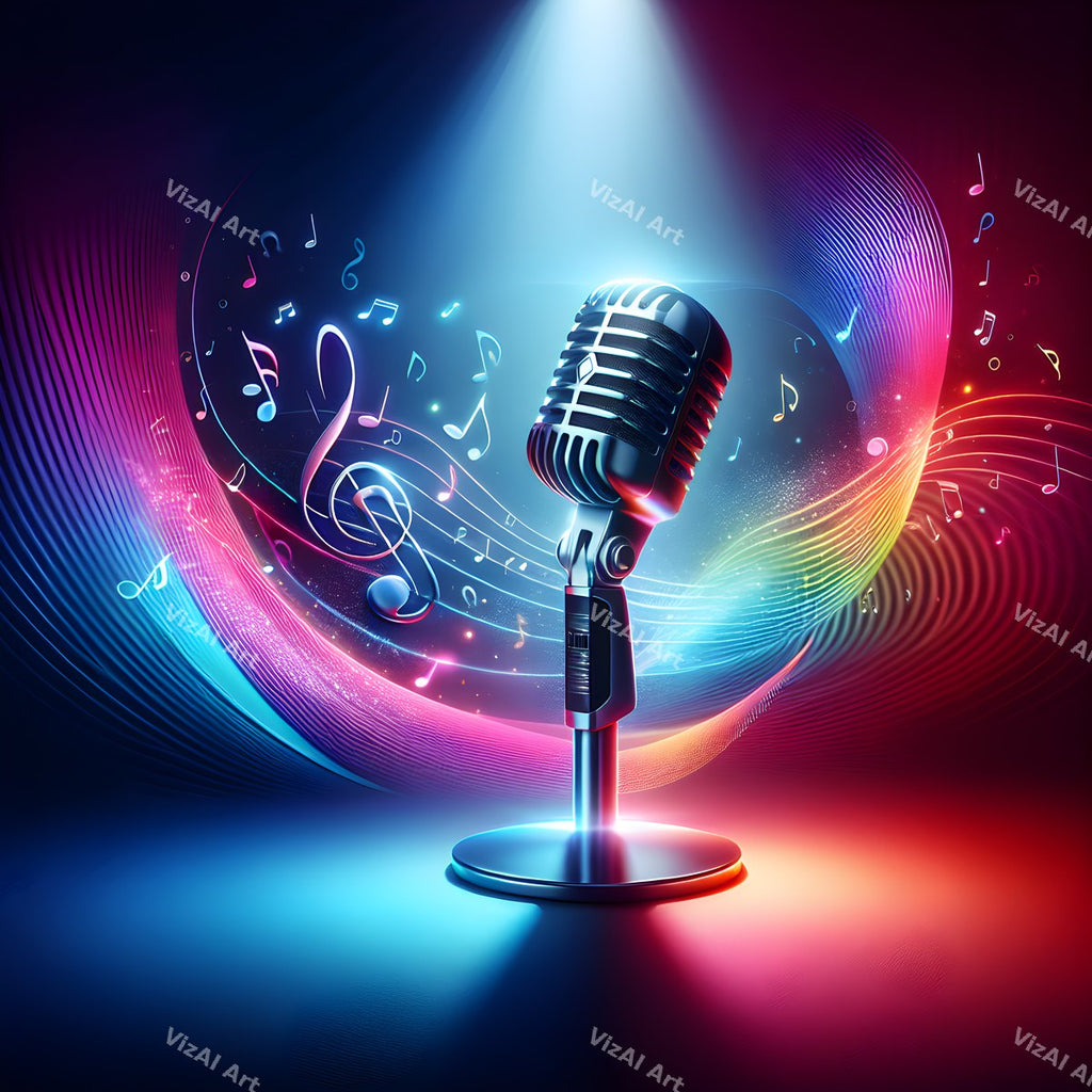 Cyber Neon City Microphone Art — print 5
