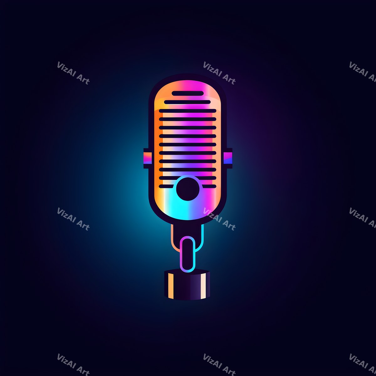 Cyber Neon City Microphone Art — print 11