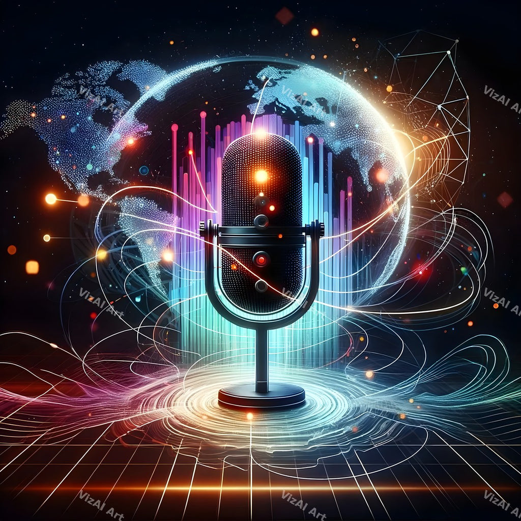 Cyber Neon City Microphone Art — print 12