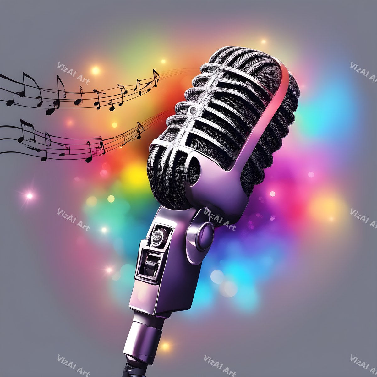 Watercolour Wash & Drifting Notes Microphone Art — print 2
