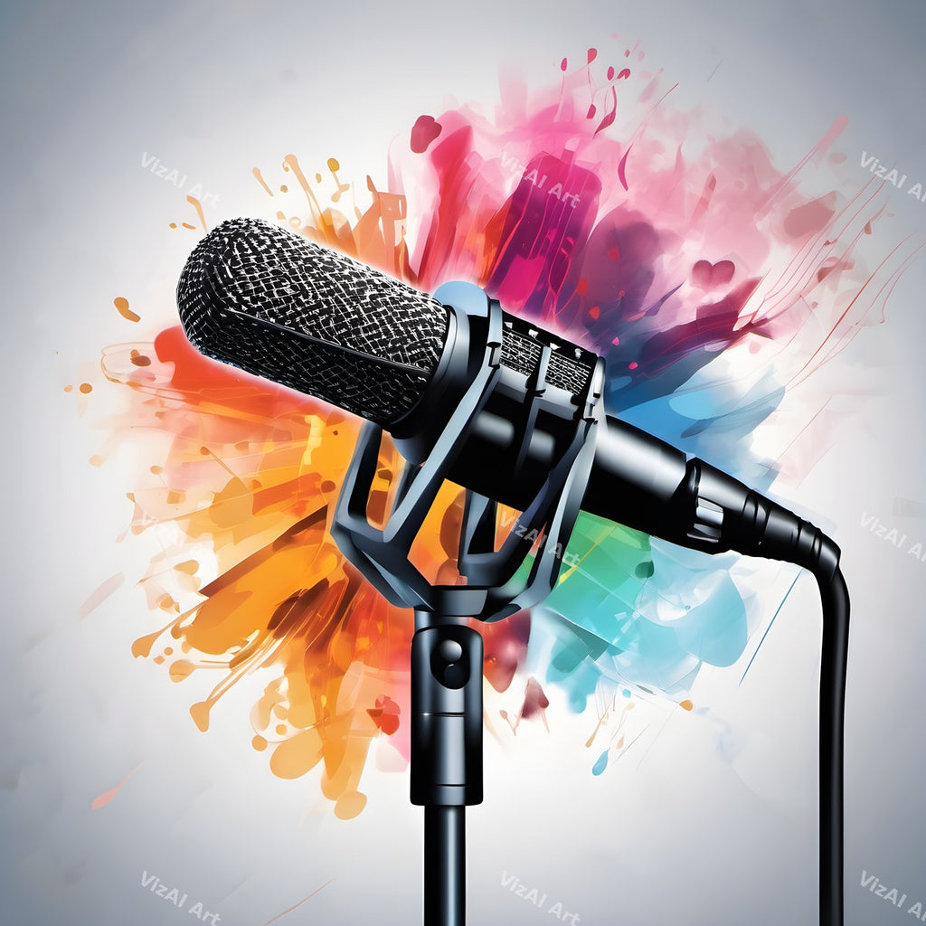 Watercolour Wash & Drifting Notes Microphone Art — print 3