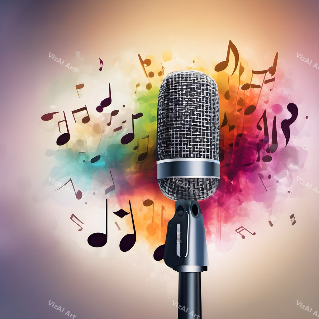 Watercolour Wash & Drifting Notes Microphone Art — print 4