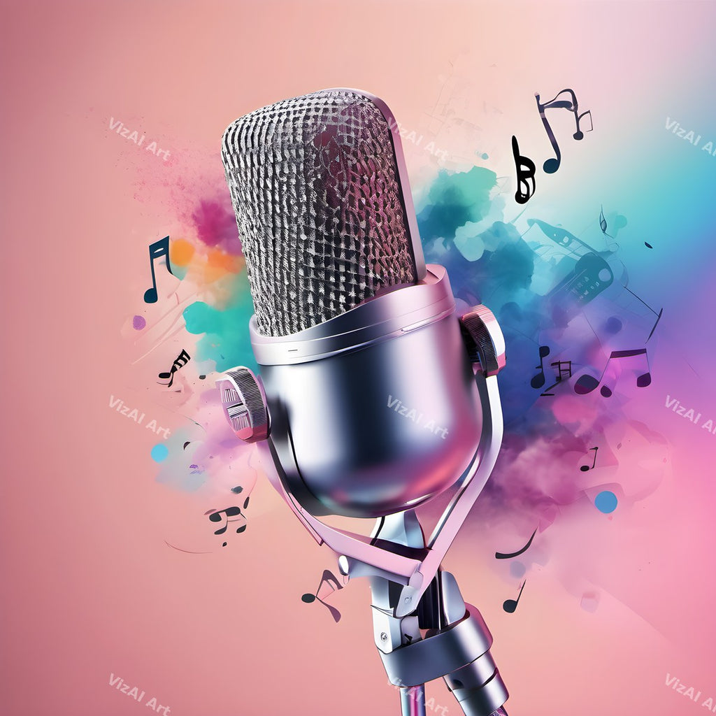 Watercolour Wash & Drifting Notes Microphone Art — print 5