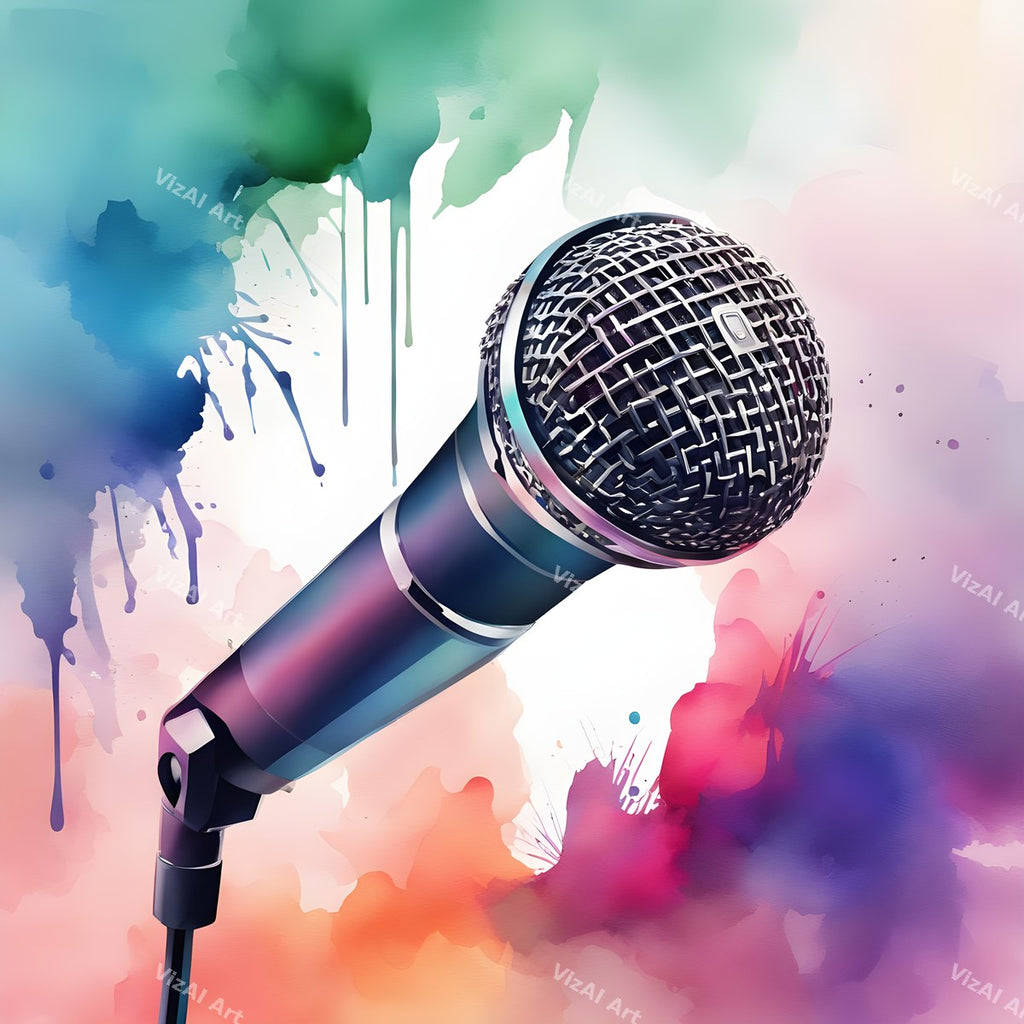 Watercolour Wash & Drifting Notes Microphone Art — print 6