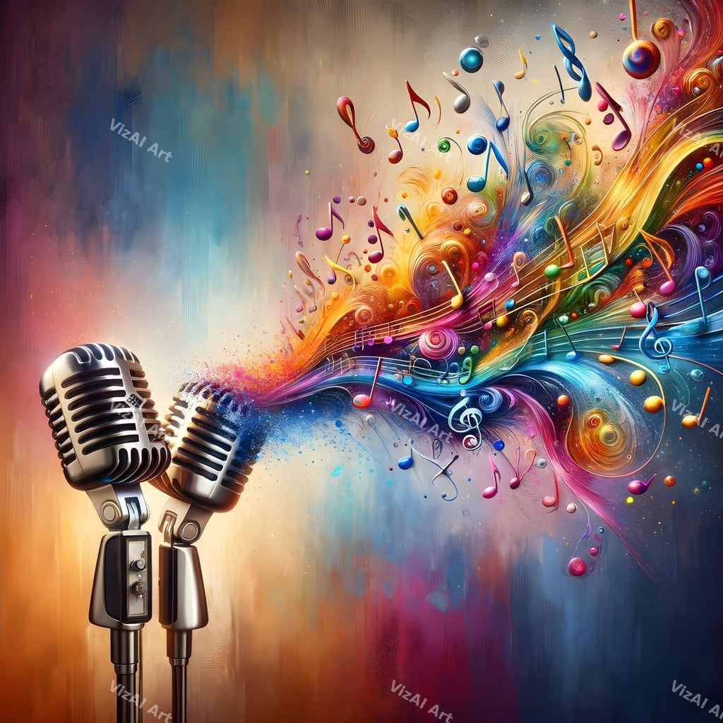 Watercolour Wash & Drifting Notes Microphone Art — print 7