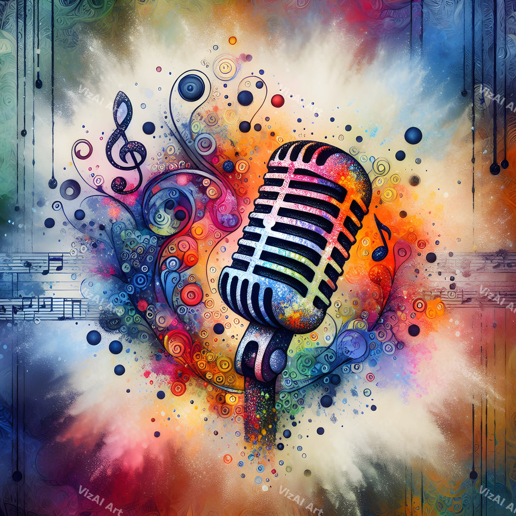 Watercolour Wash & Drifting Notes Microphone Art — print 8