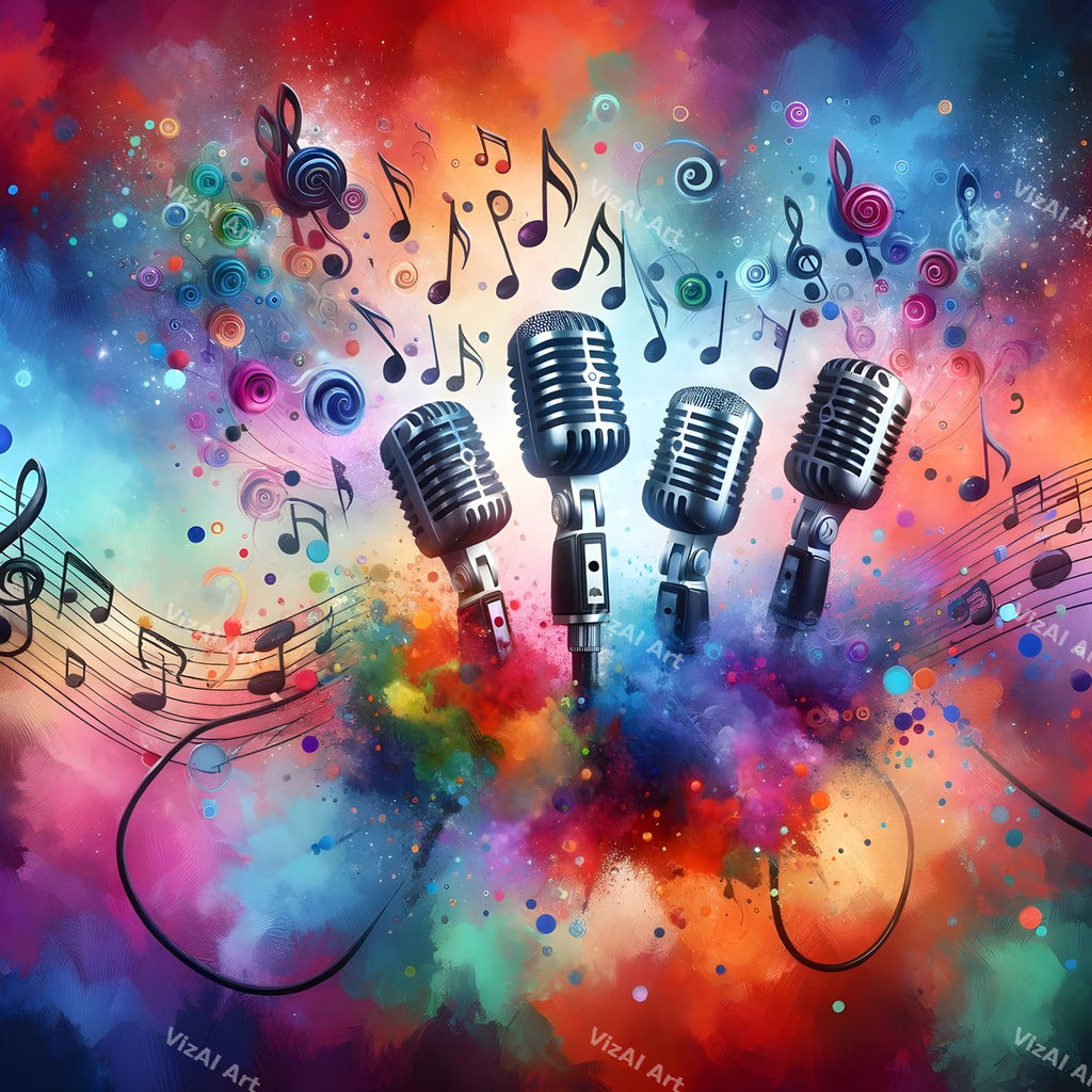 Watercolour Wash & Drifting Notes Microphone Art — print 9