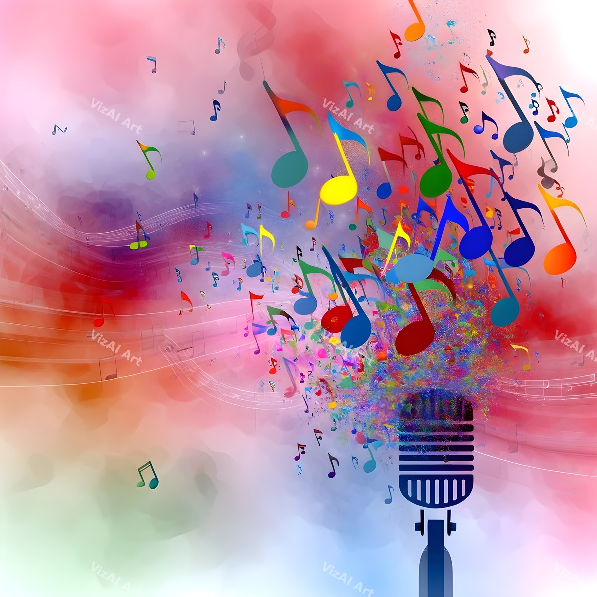 Watercolour Wash & Drifting Notes Microphone Art — print 12