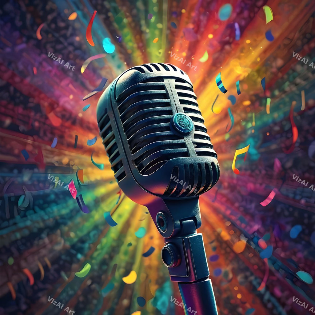 Radiant Confetti Burst Microphone Art — print 1