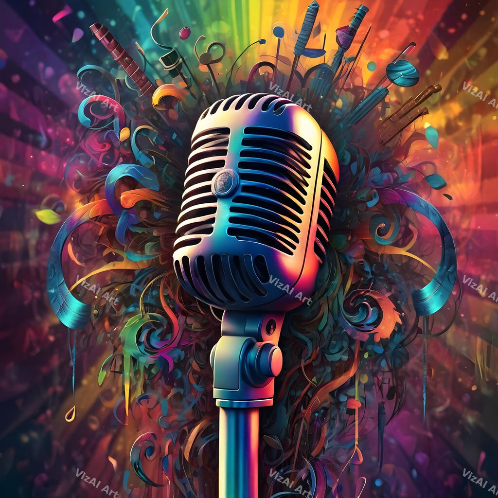 Radiant Confetti Burst Microphone Art — print 2