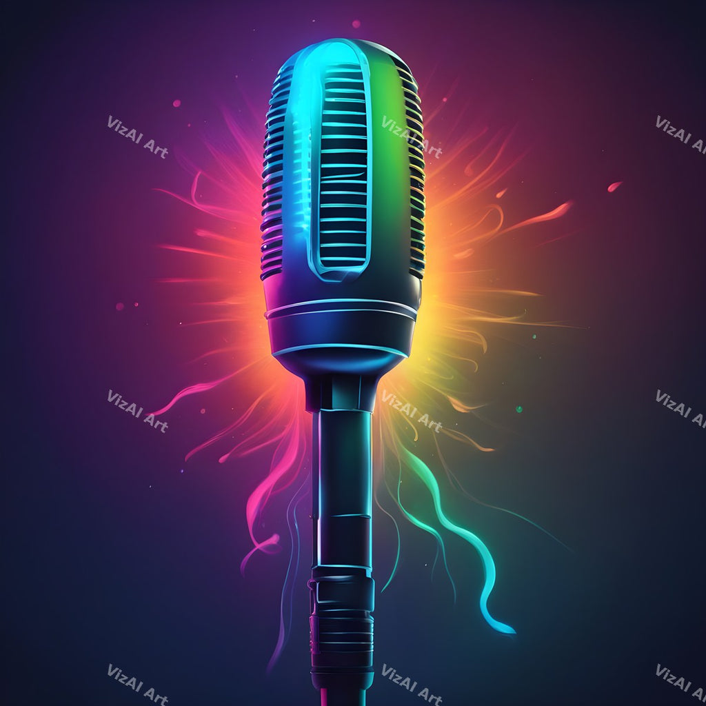 Radiant Confetti Burst Microphone Art — print 3