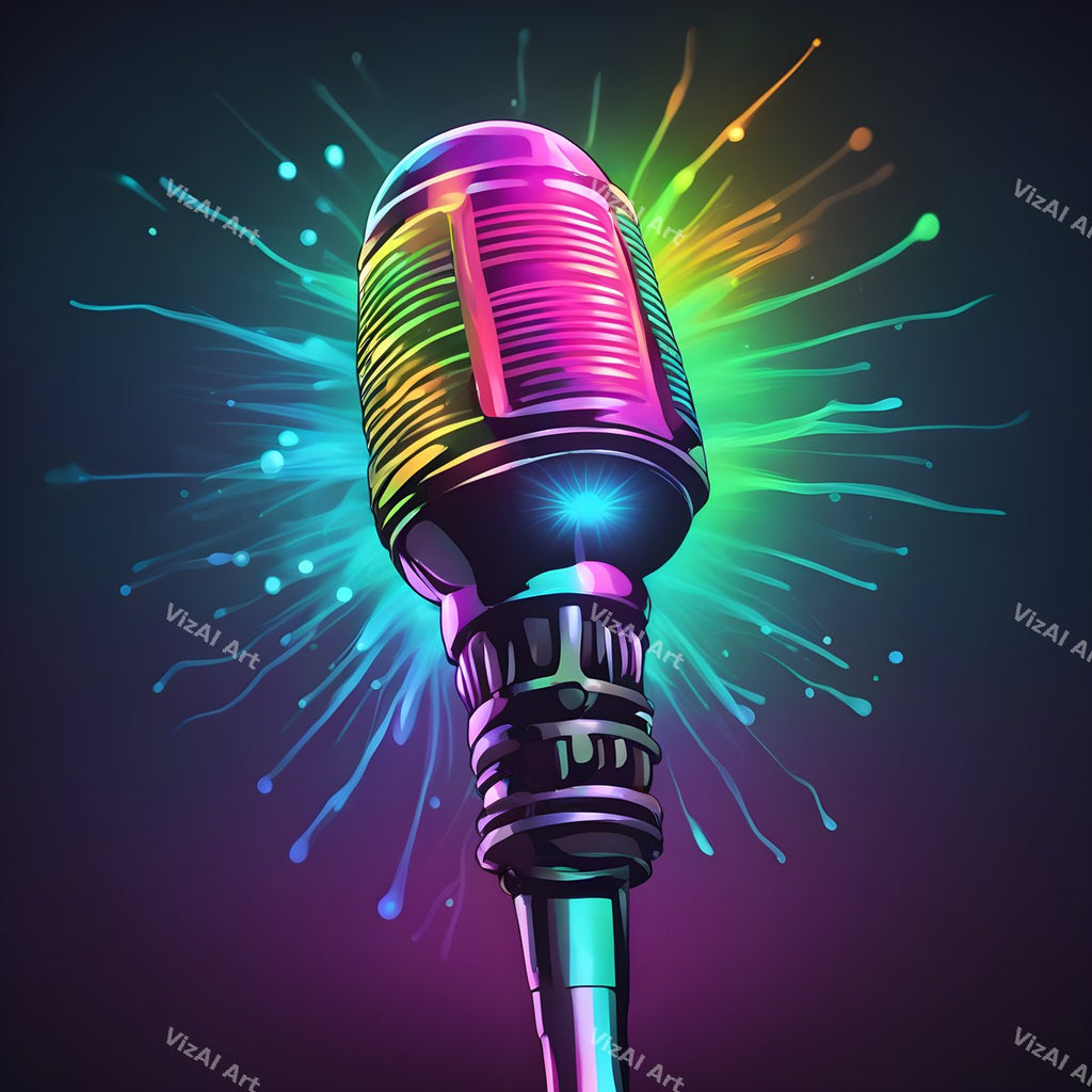Radiant Confetti Burst Microphone Art — print 4