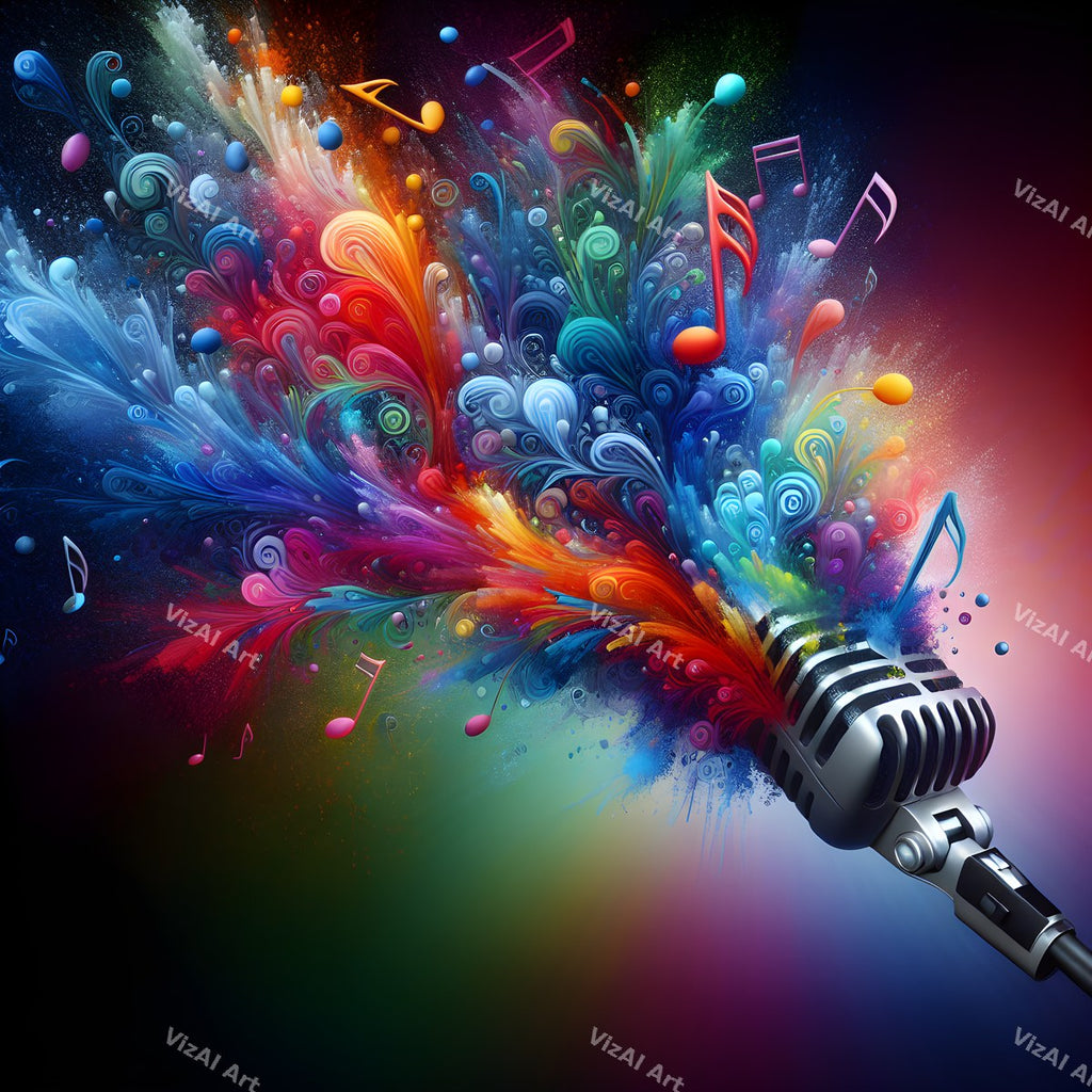 Radiant Confetti Burst Microphone Art — print 6