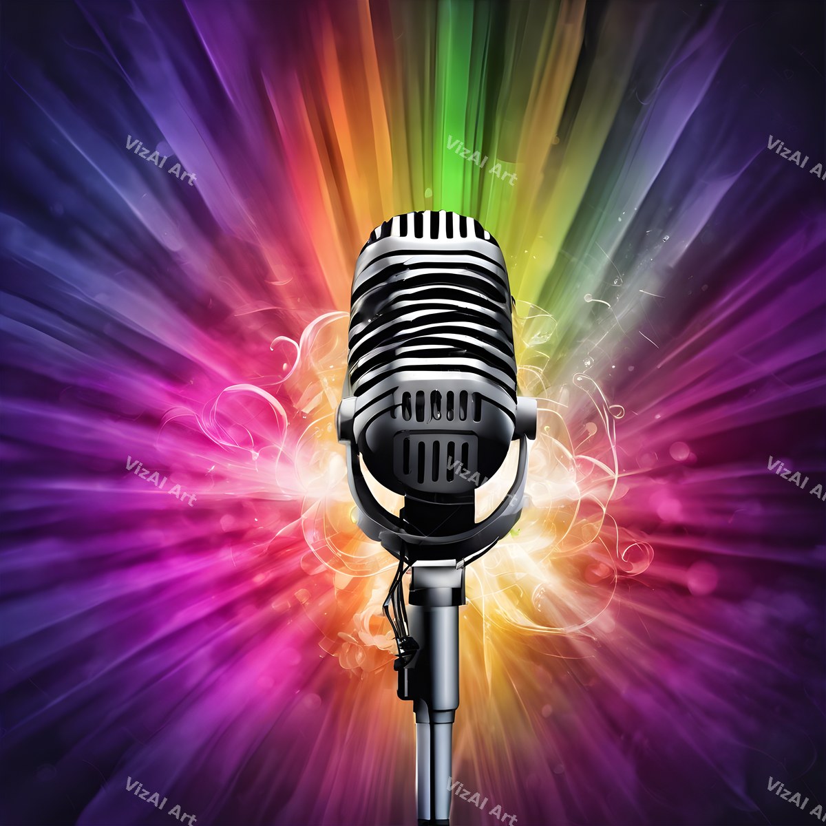 Radiant Confetti Burst Microphone Art — print 7