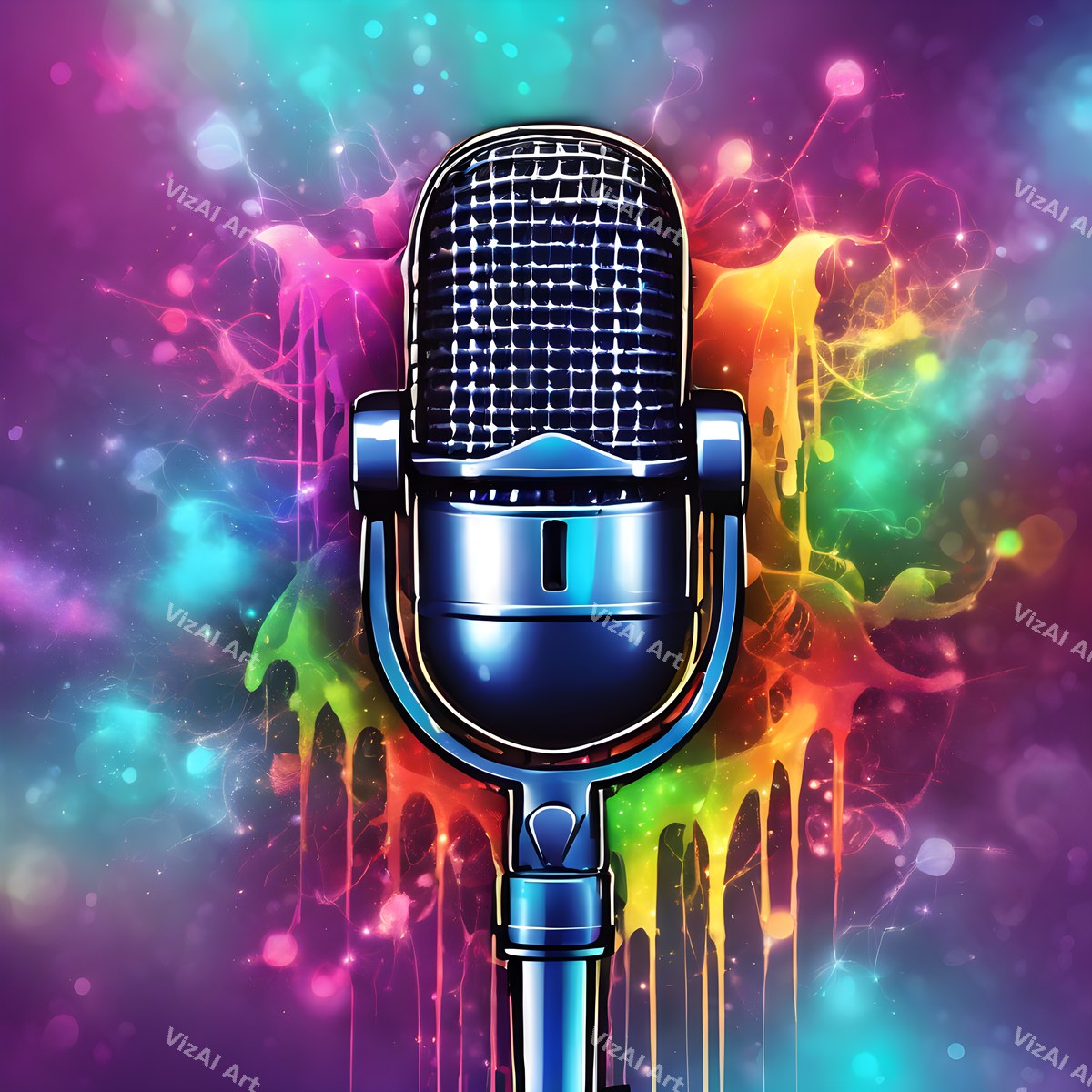 Radiant Confetti Burst Microphone Art — print 9