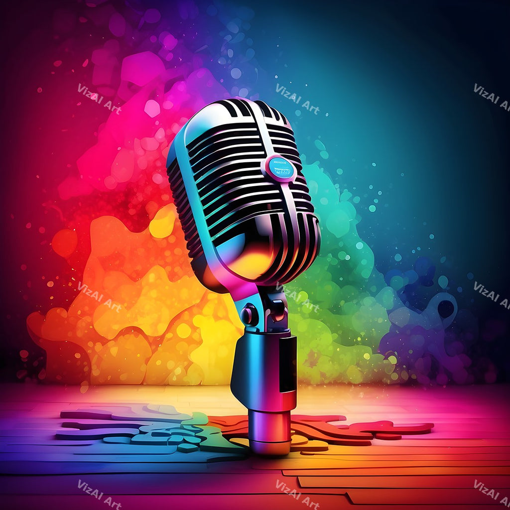 Radiant Confetti Burst Microphone Art — print 10