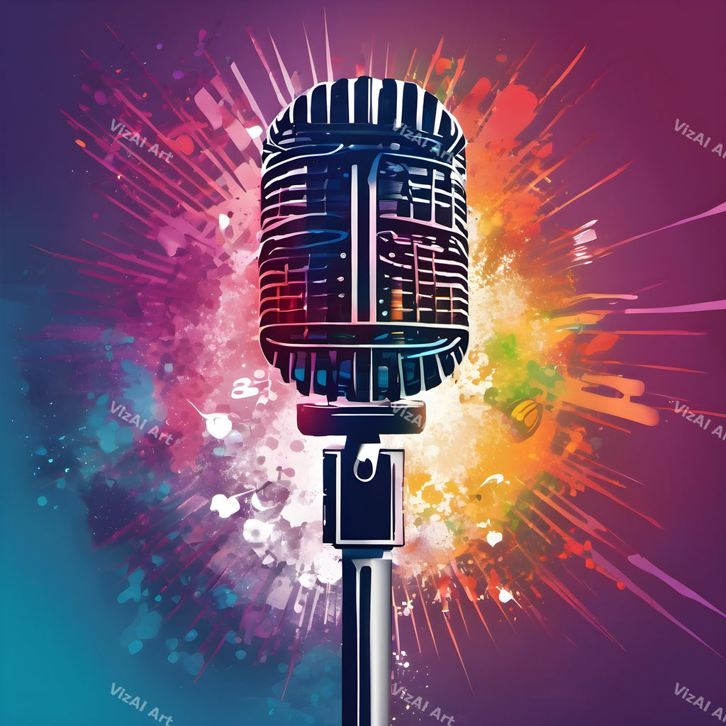 Radiant Confetti Burst Microphone Art — print 12