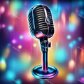 Bokeh Stage Lights Vintage Microphone Art — print 1