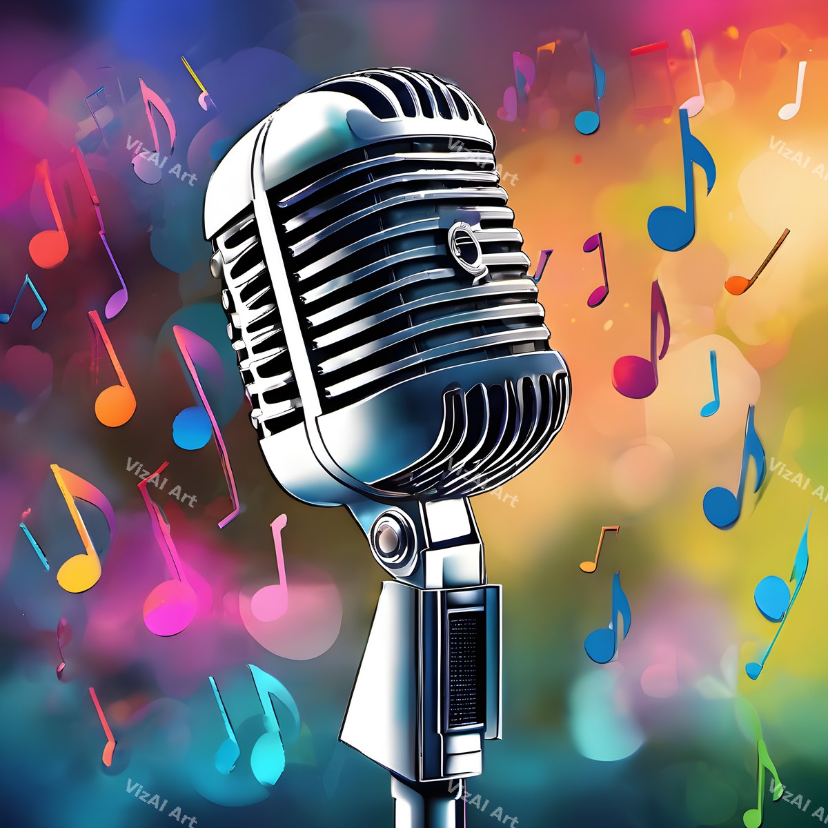 Bokeh Stage Lights Vintage Microphone Art — print 5
