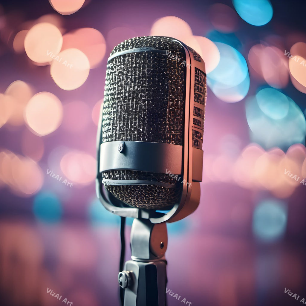 Bokeh Stage Lights Vintage Microphone Art — print 8