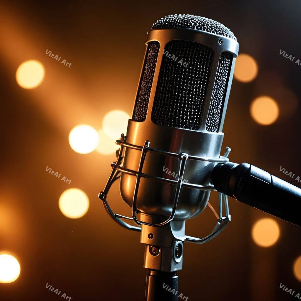 Bokeh Stage Lights Vintage Microphone Art — print 9