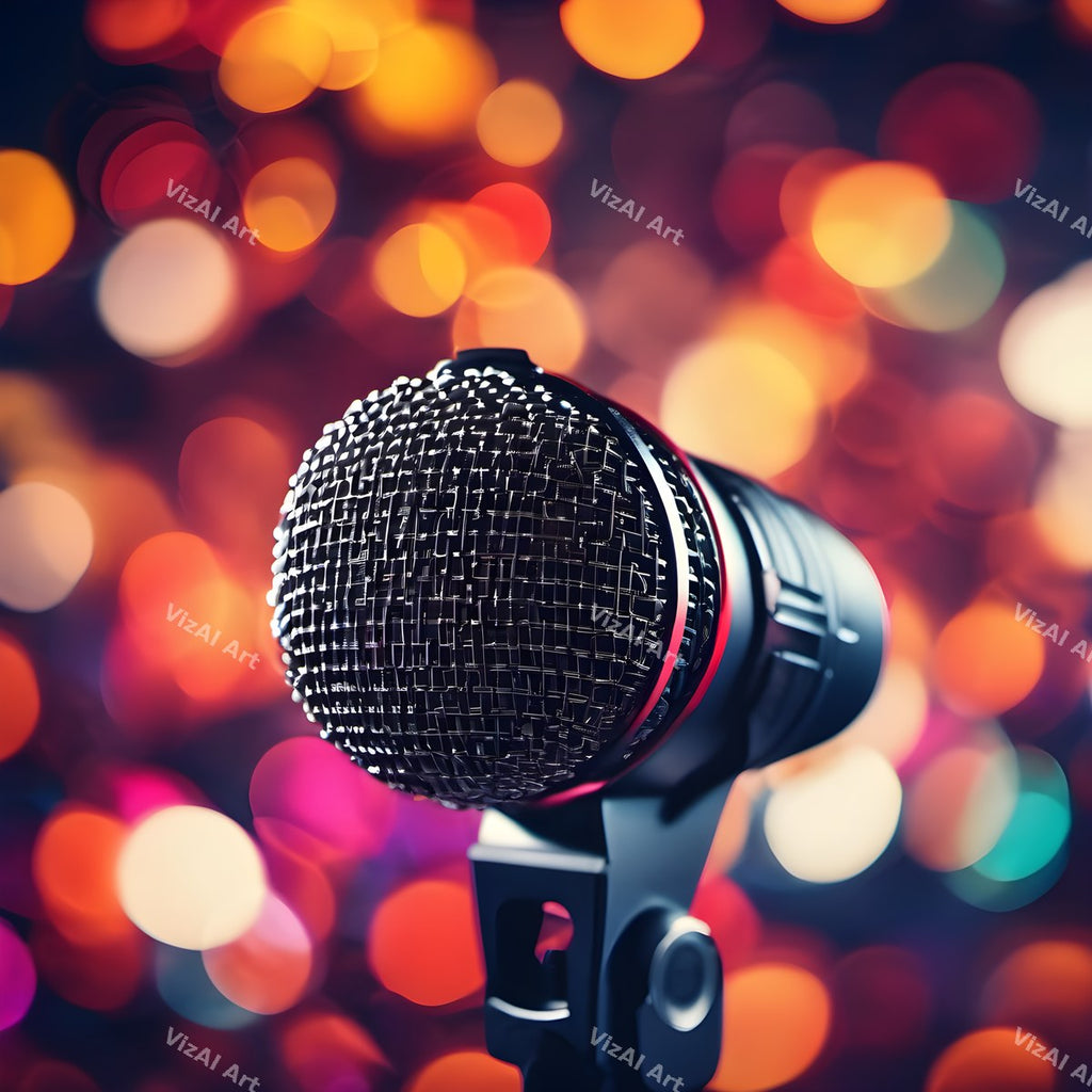 Bokeh Stage Lights Vintage Microphone Art — print 10