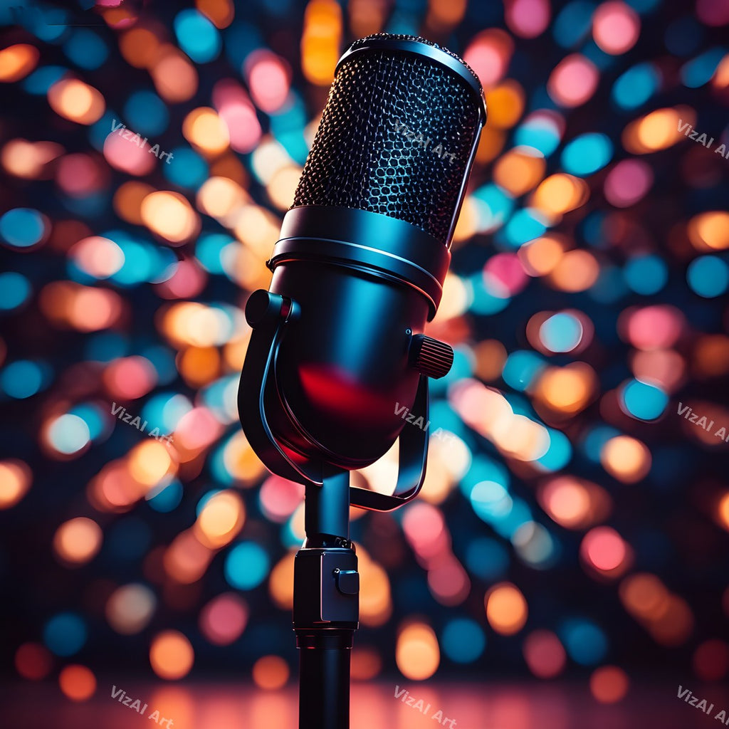 Bokeh Stage Lights Vintage Microphone Art — print 11