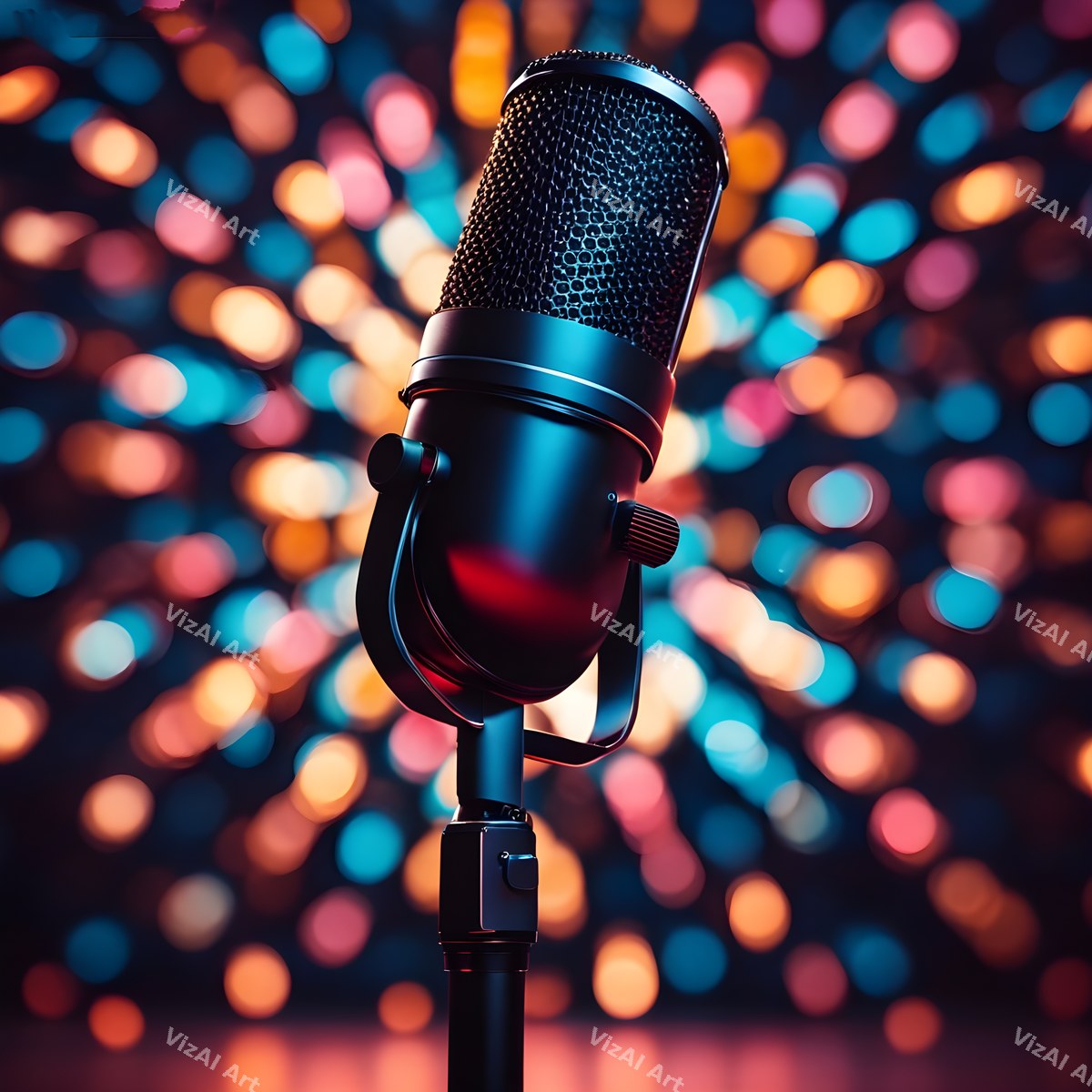 Bokeh Stage Lights Vintage Microphone Art — print 11