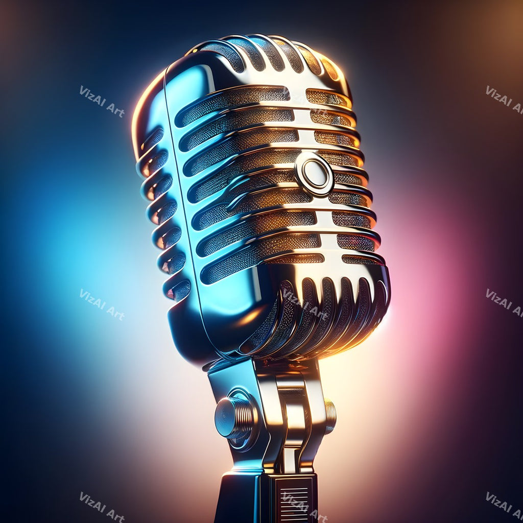 Bokeh Stage Lights Vintage Microphone Art — print 12
