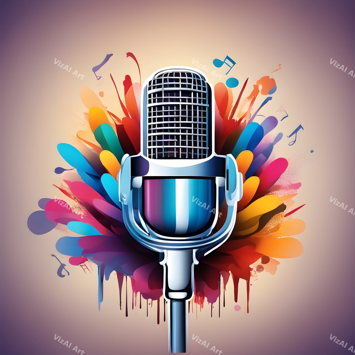 Graphic Flourish Vintage Microphone Art — print 1