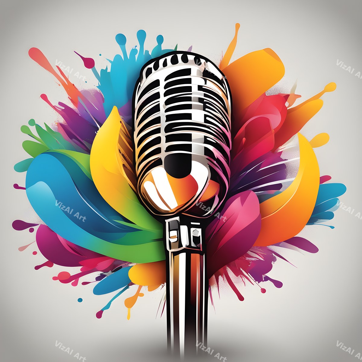 Graphic Flourish Vintage Microphone Art — print 2