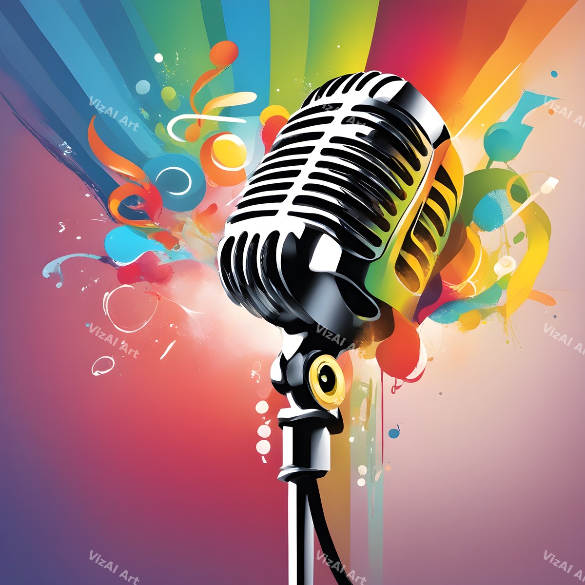 Graphic Flourish Vintage Microphone Art — print 4