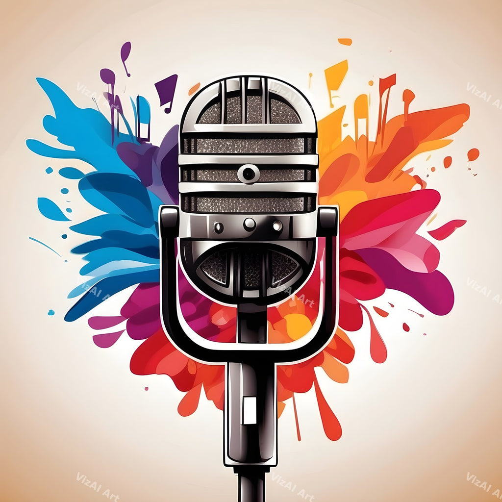 Graphic Flourish Vintage Microphone Art — print 5